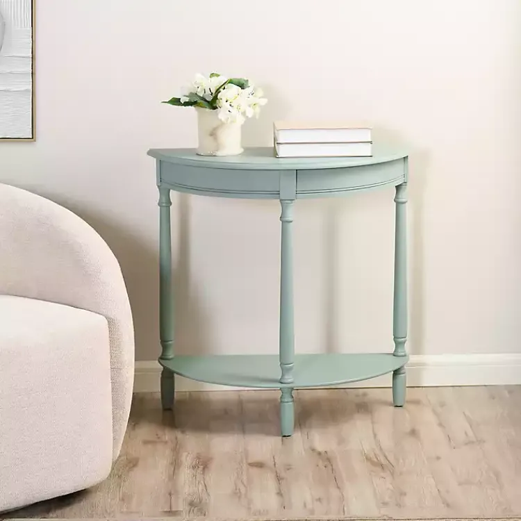 Console Tables-Kirklands Home Light Half Moon Tinslee Console Table Blue