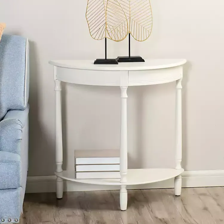 Console Tables-Kirklands Home Half Moon Tinslee Console Table White