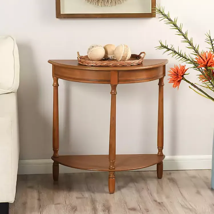 Console Tables-Kirklands Home Honey Half Moon Tinslee Console Table Brown