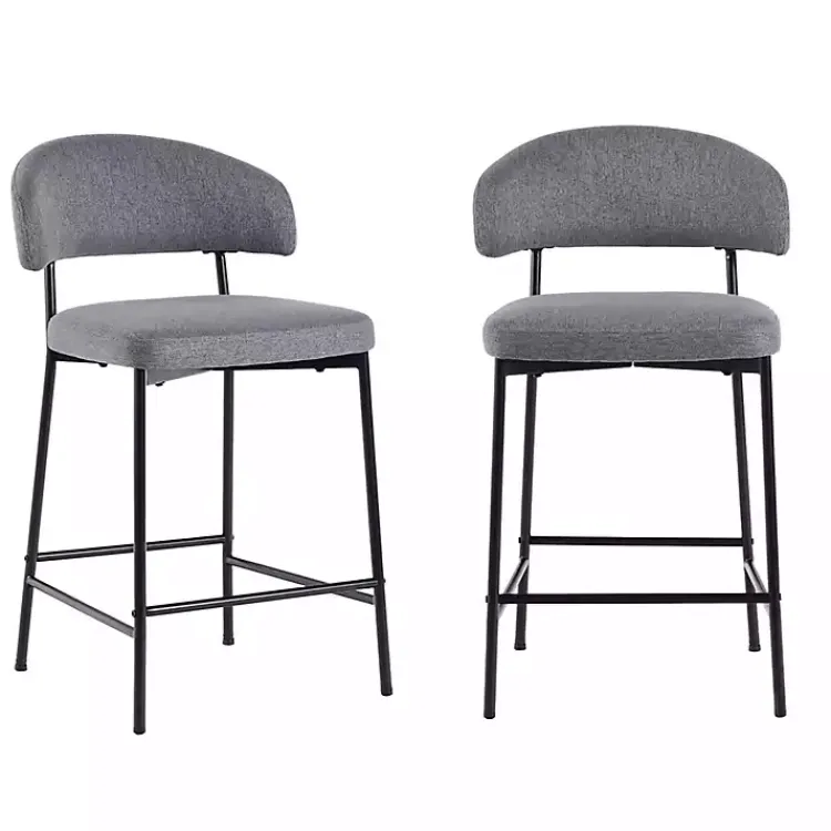 Bar Stools & Counter Height Stools-Kirklands Home Charcoal and Black Curved Counter Stools, Set of 2 Gray