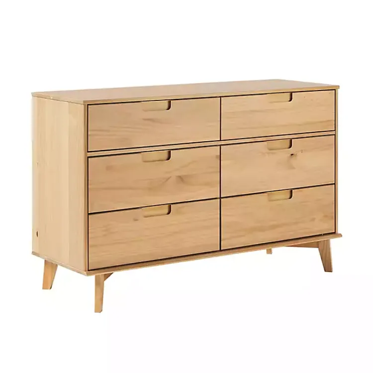 Dressers & Chests-Kirklands Home Natural Pine 6-Drawer Dresser Tan