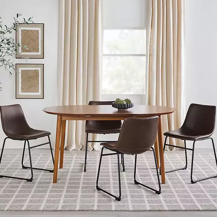 Dining Tables-Kirklands Home Caramel Wood Oval Dining Table with Leaf Tan