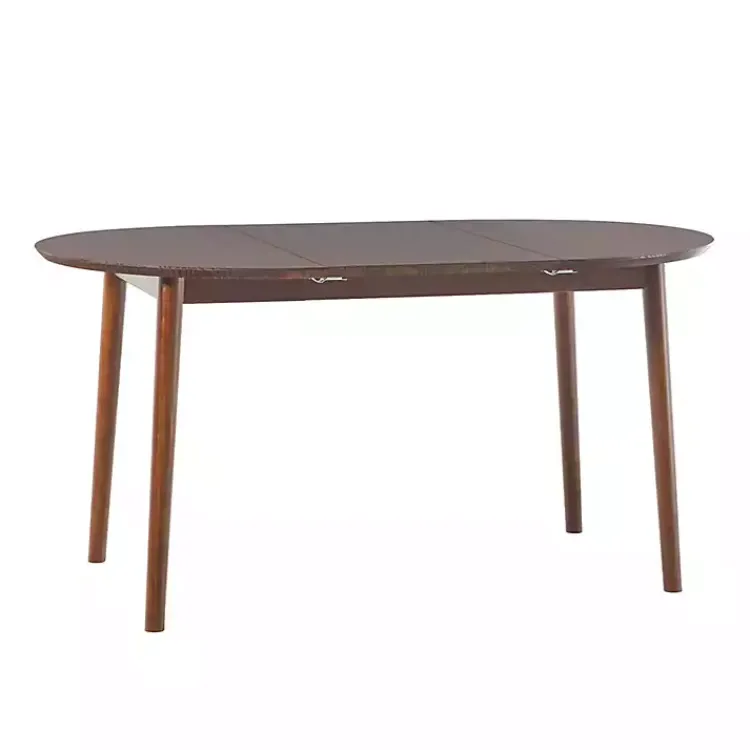 Dining Tables-Kirklands Home Walnut Wood Oval Dining Table with Leaf Brown