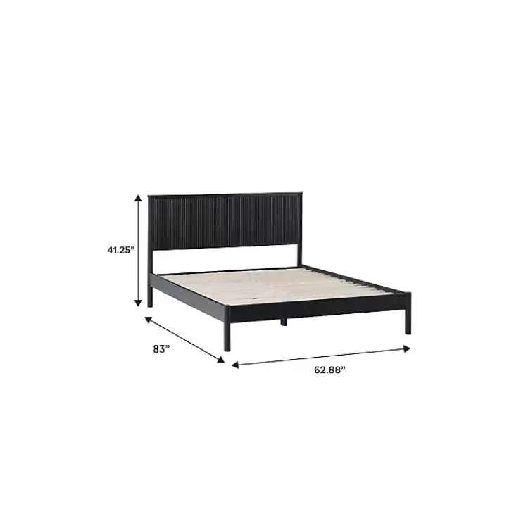 Beds & Headboards-Kirklands Home Reeded Headboard Queen Bed Black
