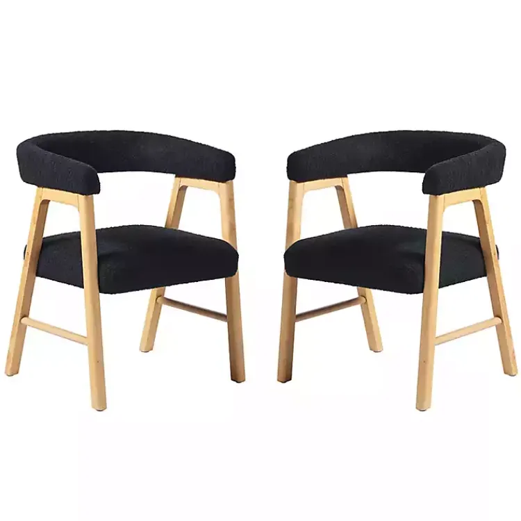 Dining Chairs-Kirklands Home Boucle Curved Ezra Dining Chairs, Set of 2 Black