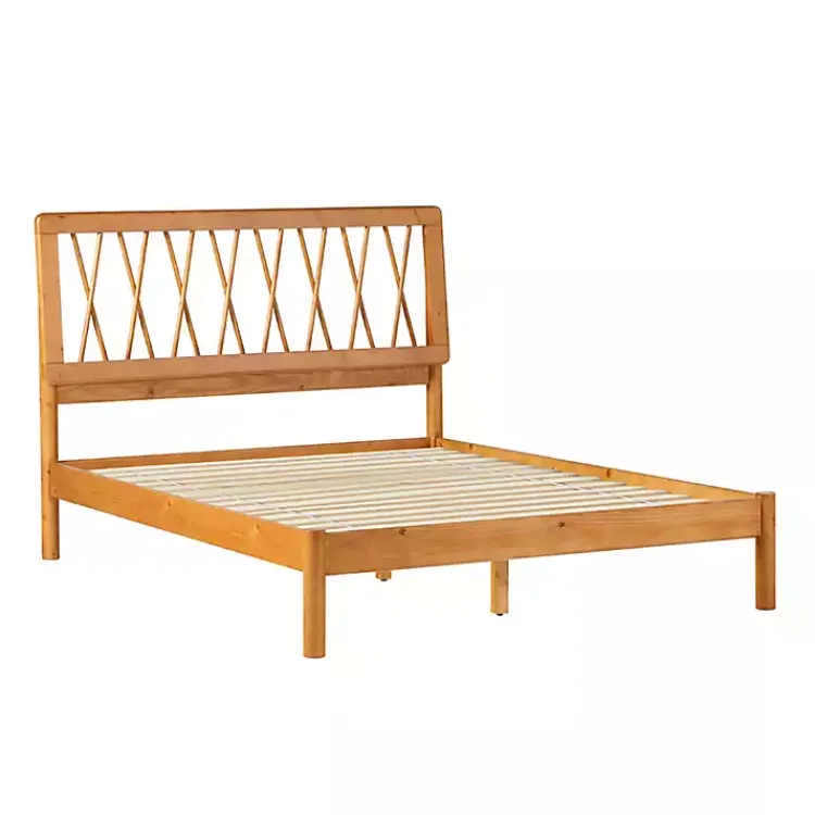Beds & Headboards-Kirklands Home Caramel Wood Spindle Headboard Full Bed Brown