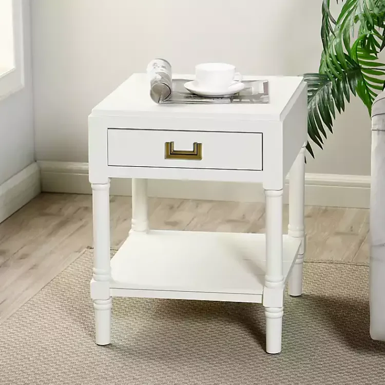 Accent & End Tables-Kirklands Home Wood Layla Accent Table White