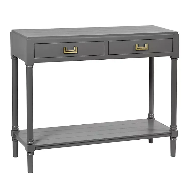 Console Tables-Kirklands Home Wood 2-Drawer Layla Console Table Gray