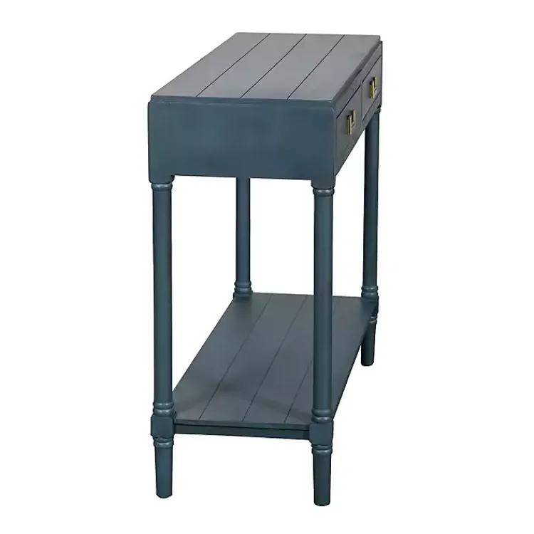 Console Tables-Kirklands Home Navy Wood 2-Drawer Layla Console Table Blue