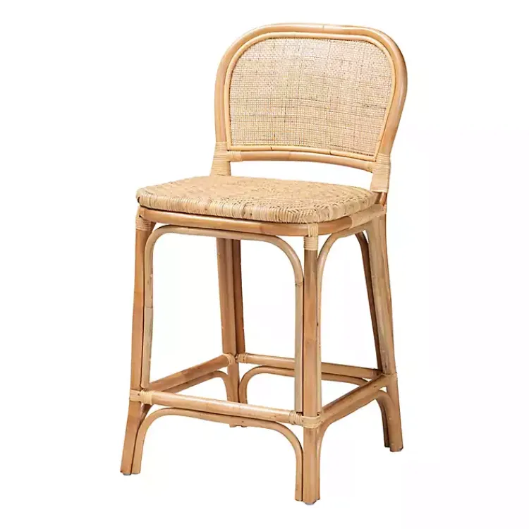 Bar Stools & Counter Height Stools-Kirklands Home Natural Rat Adrena Counter Stool Tan