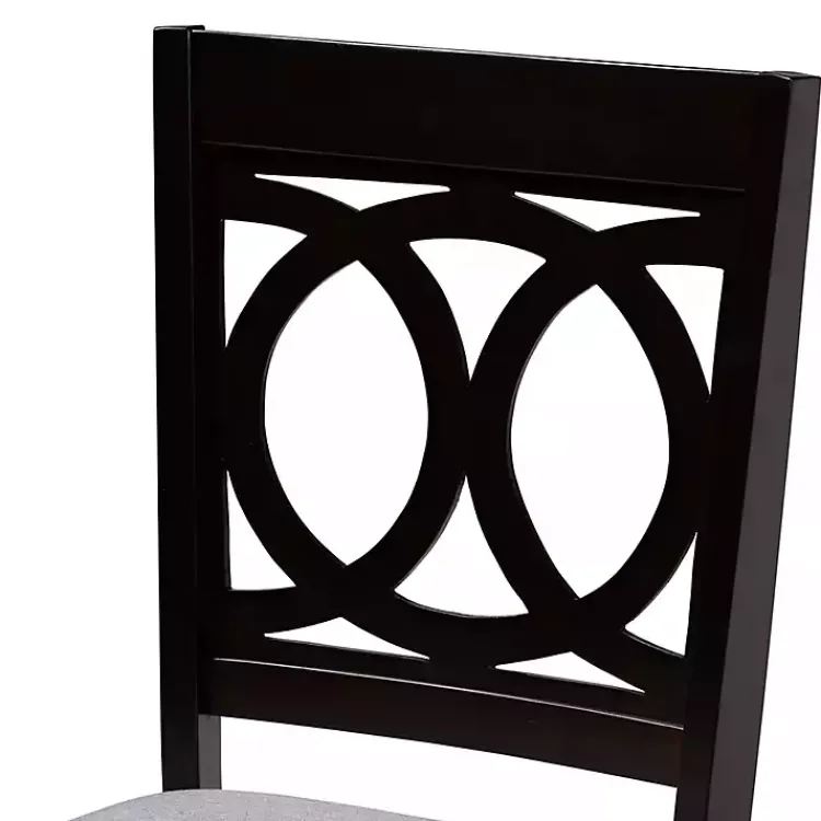 Dining Chairs-Kirklands Home Espresso Wood Lenoir Dining Chairs, Set of 4 Gray