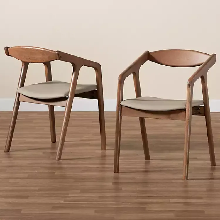 Dining Chairs-Kirklands Home Faux Leather Harland Dining Chairs, Set of 2 Gray