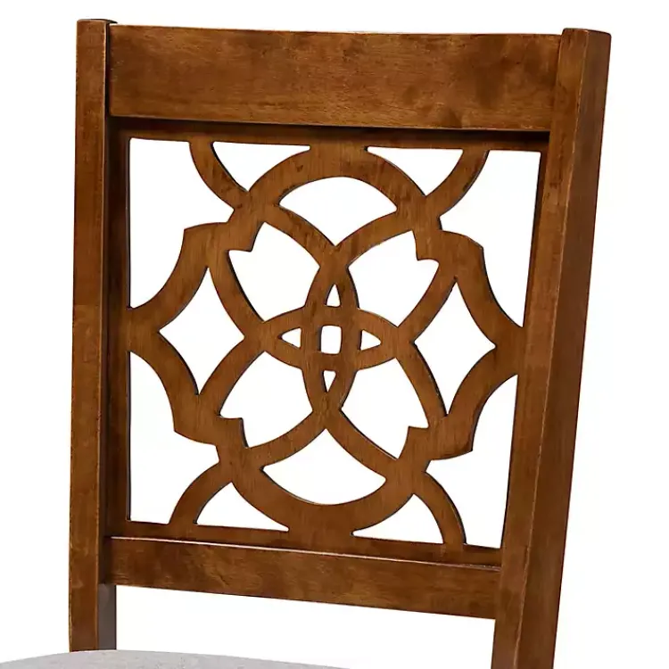 Dining Chairs-Kirklands Home Walnut Lylah Upholstered Dining Chairs, Set of 4 Gray