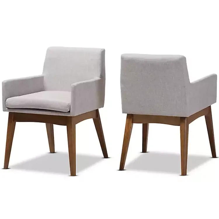 Dining Chairs-Kirklands Home Upholstered Walnut Dining Chairs, Set of 2 Gray