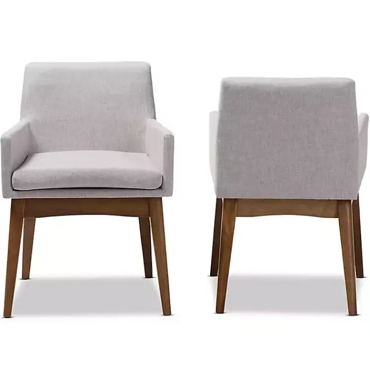 Dining Chairs-Kirklands Home Upholstered Walnut Dining Chairs, Set of 2 Gray