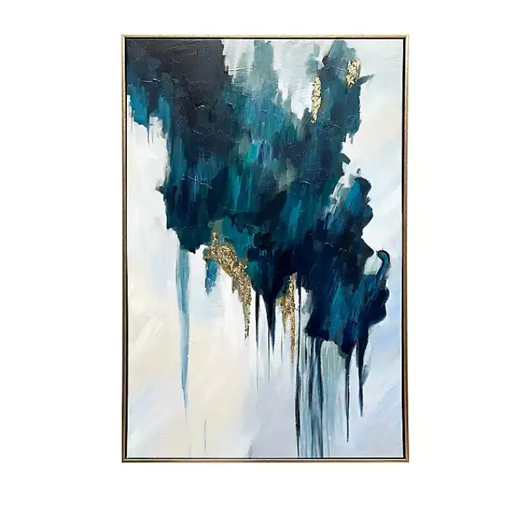 Canvas Art-Kirklands Home Turquoise Glimmer Framed Canvas Art Print