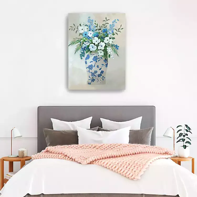Canvas Art-Kirklands Home Blue Floral Jar Canvas Art Print Multi