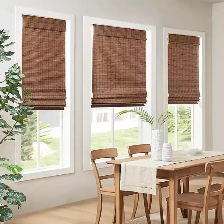 Curtains & Drapes-Kirklands Home Bamboo Light Filtering Roman Shade, 33 in. Brown
