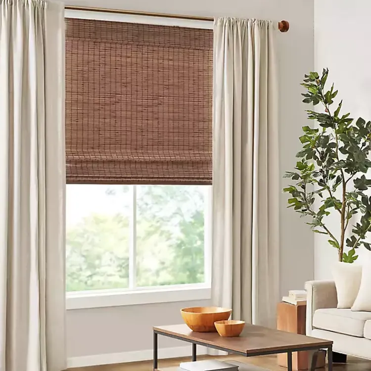 Curtains & Drapes-Kirklands Home Bamboo Light Filtering Roman Shade, 35 in. Brown