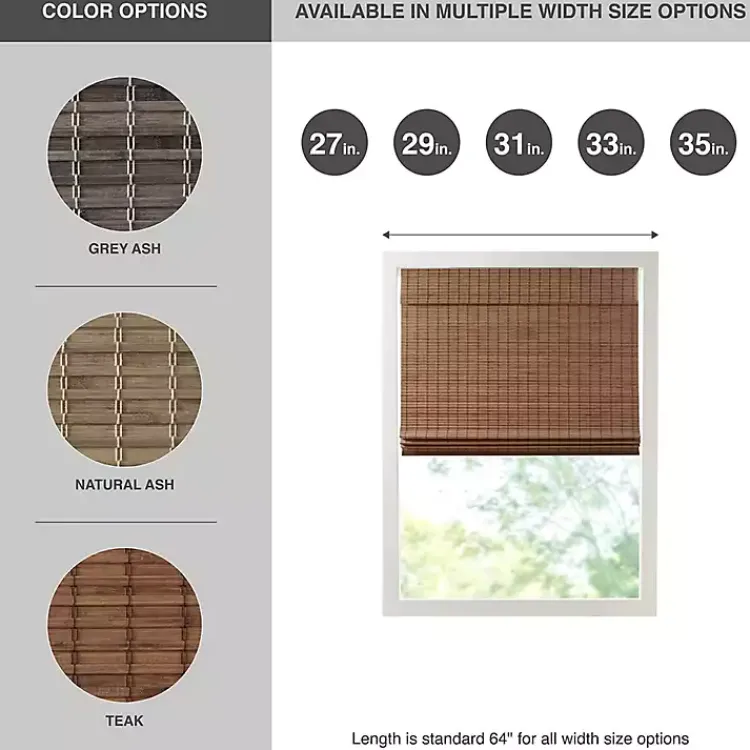 Curtains & Drapes-Kirklands Home Bamboo Light Filtering Roman Shade, 35 in. Brown