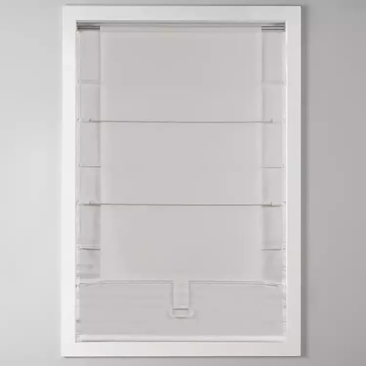 Curtains & Drapes-Kirklands Home Basketweave Cordless Roman Shade, 27 in. Ivory