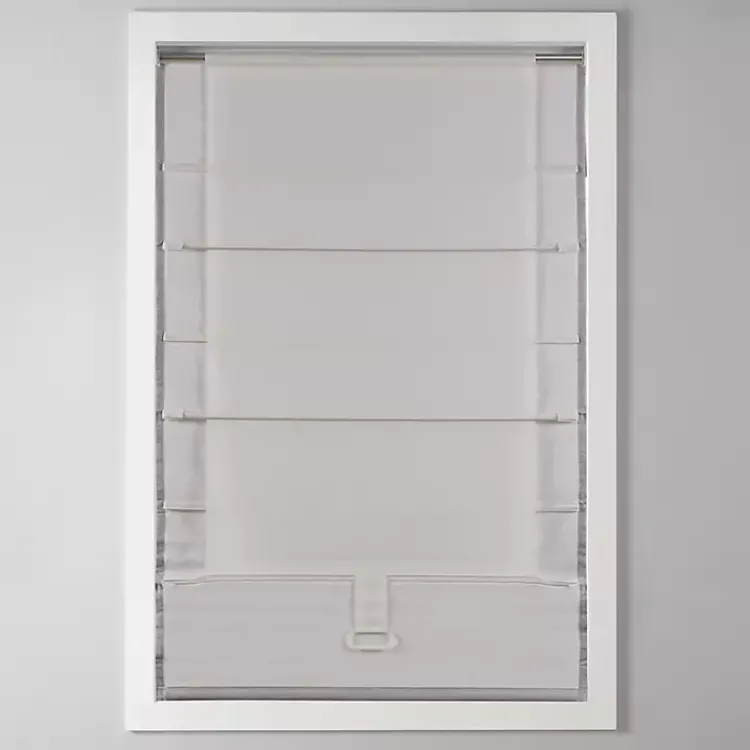 Curtains & Drapes-Kirklands Home Basketweave Cordless Roman Shade, 35 in. Gray