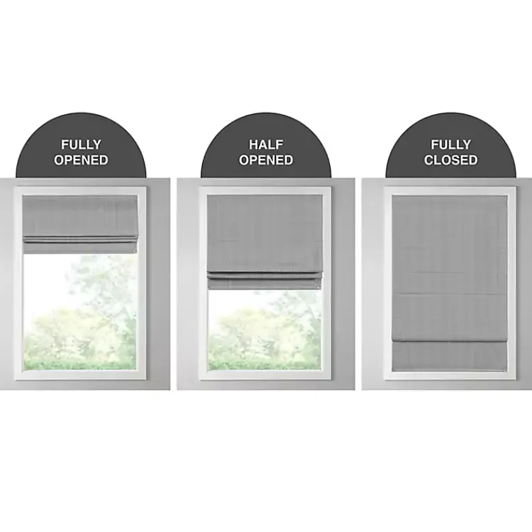 Curtains & Drapes-Kirklands Home Basketweave Cordless Roman Shade, 35 in. Gray