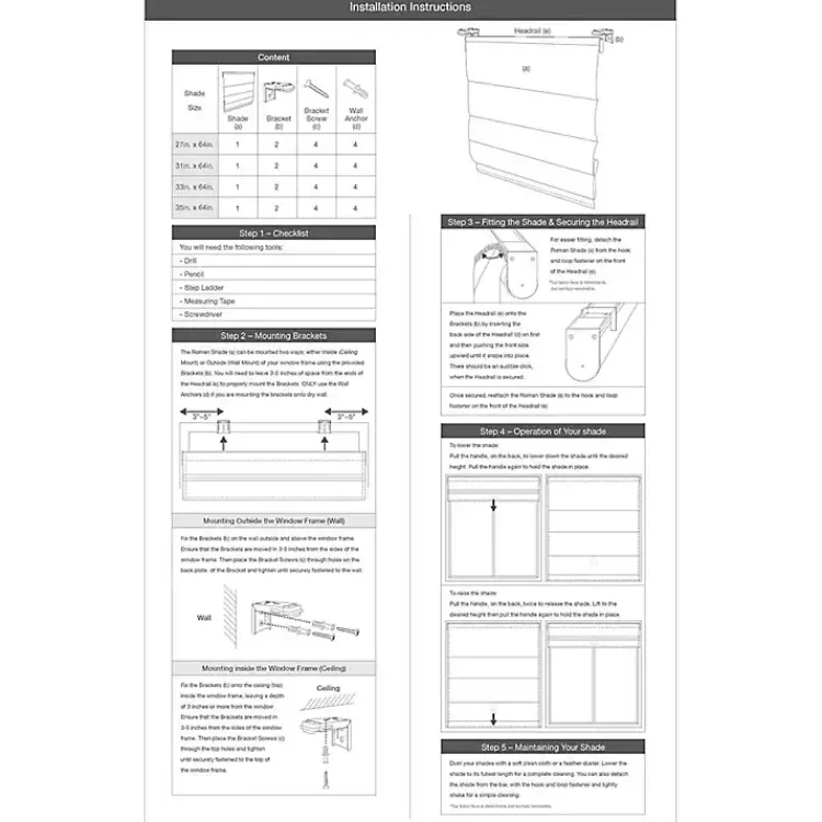 Curtains & Drapes-Kirklands Home Basketweave Cordless Roman Shade, 35 in. Gray