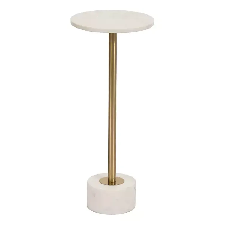 Accent & End Tables-Kirklands Home Marble & Gold Metal Round Cocktail Table White