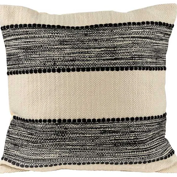 Outdoor Cushions & Pillows-Kirklands Home Black and Cream Textured Indoor/Outdoor Pillow