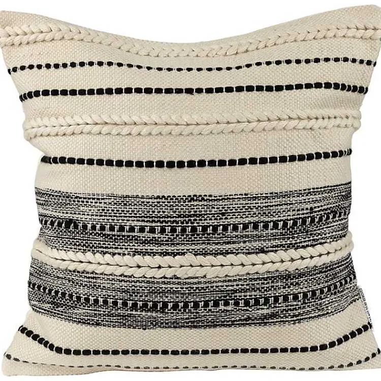 Outdoor Cushions & Pillows-Kirklands Home Black and Cream Twisted Indoor/Outdoor Pillow