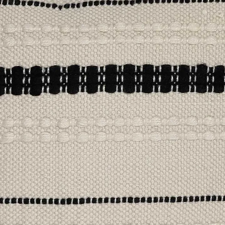 Outdoor Cushions & Pillows-Kirklands Home Black and White Woven Stripe Indoor/Outdoor Pillow