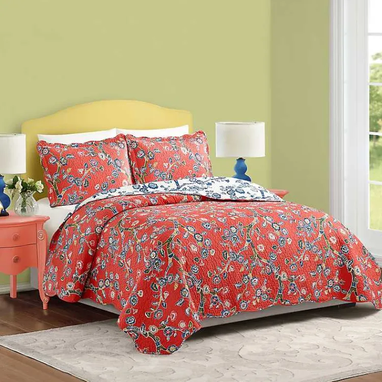 Quilts-Kirklands Home Floral Dreams 3-pc. Full/Queen Quilt Set Red