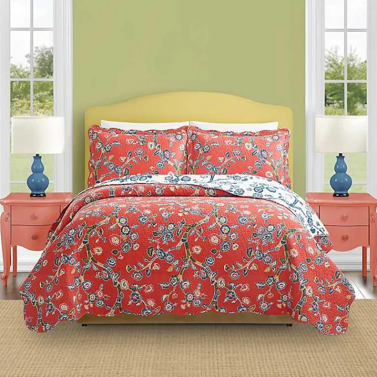 Quilts-Kirklands Home Floral Dreams 3-pc. King Quilt Set Red