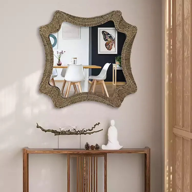 Decorative Mirrors-Kirklands Home Marley Natural Woven Rope Wall Mirror