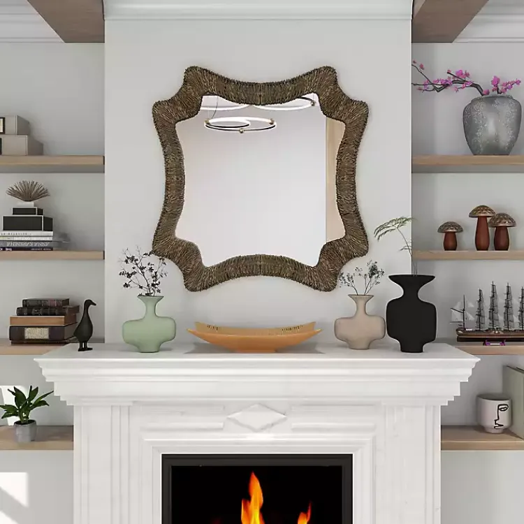 Decorative Mirrors-Kirklands Home Marley Natural Woven Rope Wall Mirror