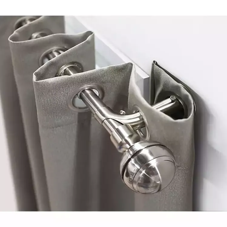 Curtain Rods & Hardware-Kirklands Home Nickel Blackout Extendable Curtain Rod, 72 in.