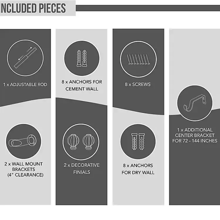 Curtain Rods & Hardware-Kirklands Home Nickel Blackout Extendable Curtain Rod, 144 in.