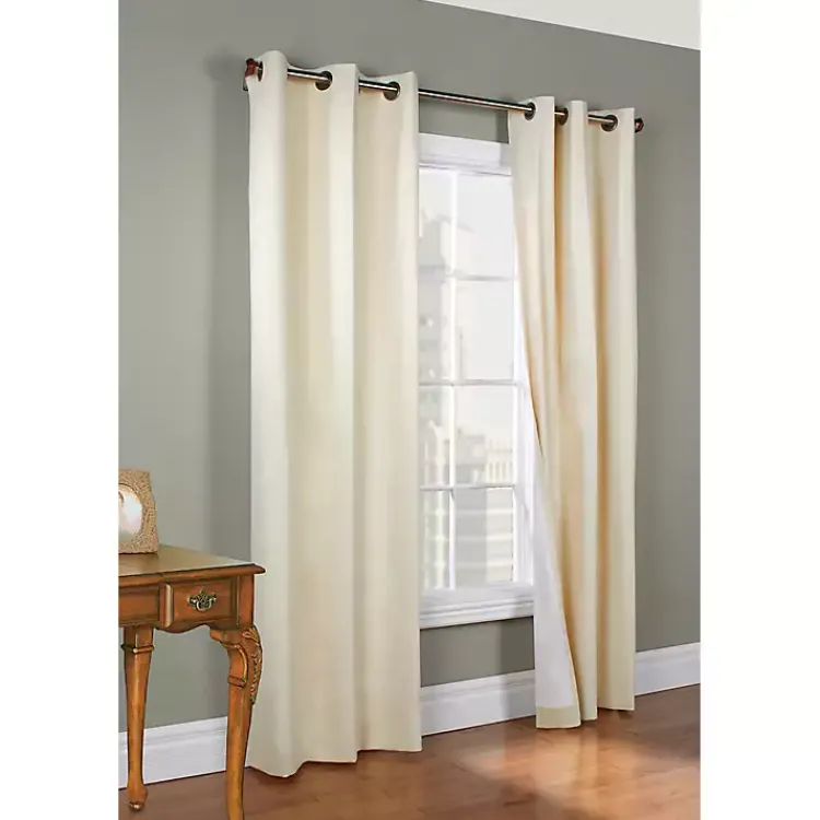 Curtains & Drapes-Kirklands Home Natural Room Darkening Curtain Panel Set, 63 in. Tan