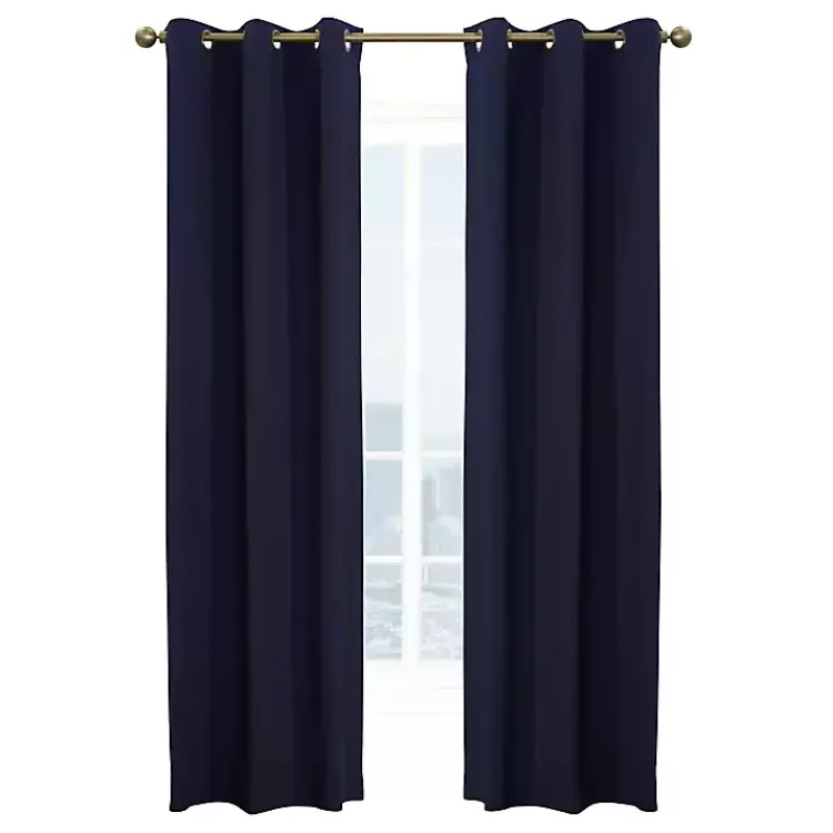 Curtains & Drapes-Kirklands Home Navy Room Darkening Curtain Panel Set, 63 in. Blue