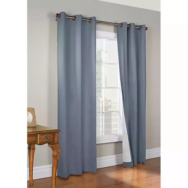 Curtains & Drapes-Kirklands Home Room Darkening Curtain Panel Set, 84 in. Blue