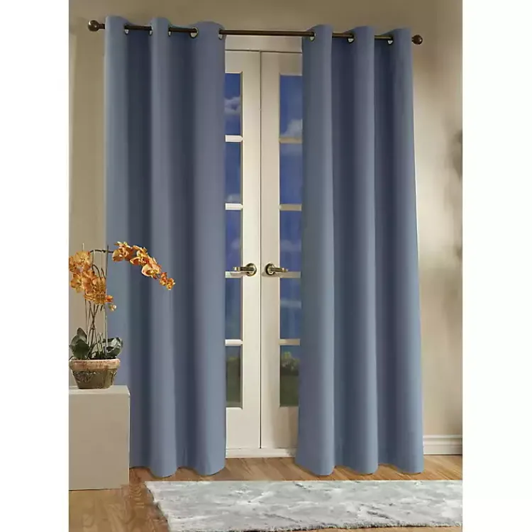 Curtains & Drapes-Kirklands Home Room Darkening Curtain Panel Set, 84 in. Blue