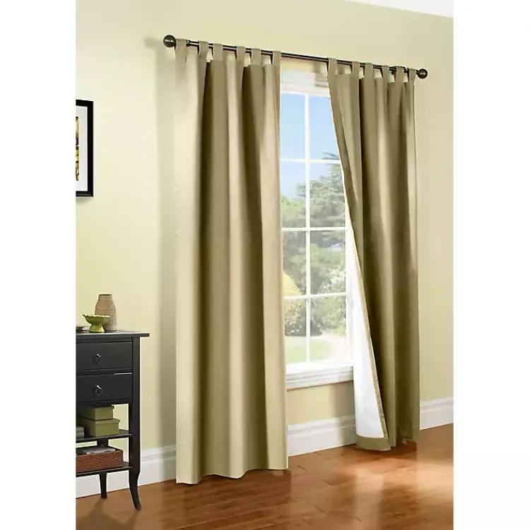 Curtains & Drapes-Kirklands Home Taupe Weathermate Blackout Curtain Panel, 95 in. Tan