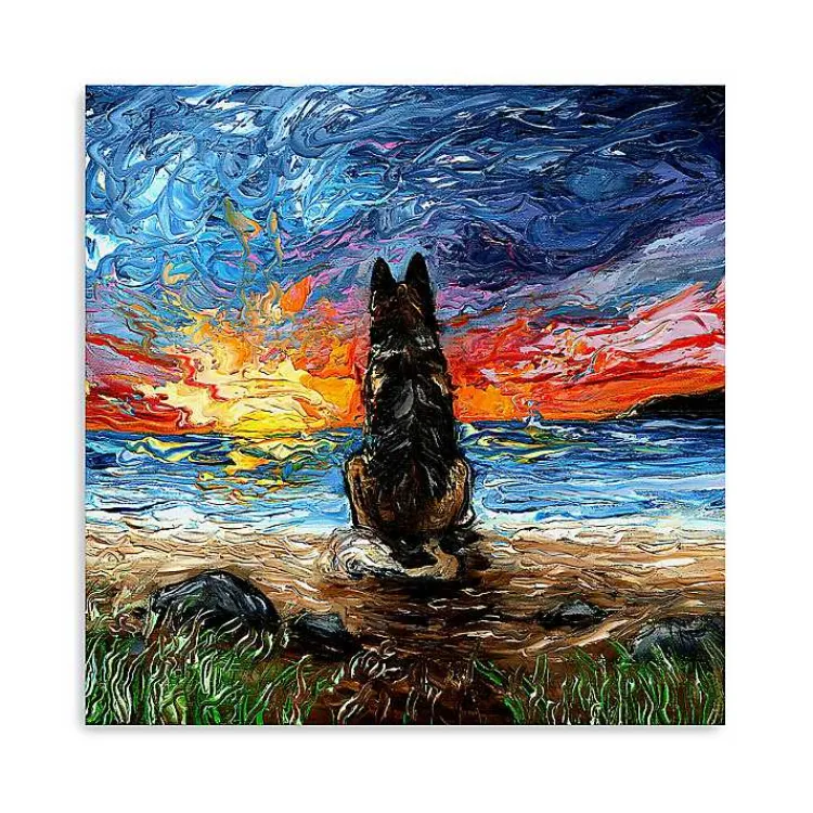 Canvas Art-Kirklands Home German Shepherd Beach Days Canvas Art Print Multi