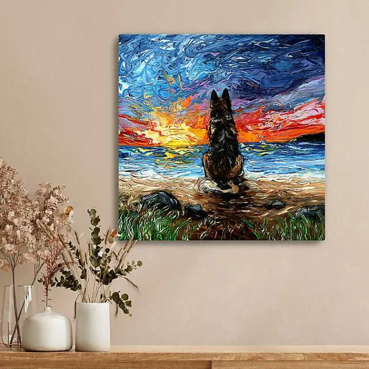 Canvas Art-Kirklands Home German Shepherd Beach Days Canvas Art Print Multi