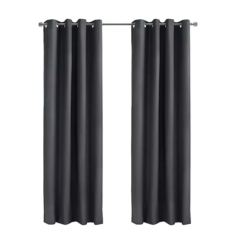 Curtains & Drapes-Kirklands Home Charcoal Alpine Blackout Curtain Panel, 108 in. Gray