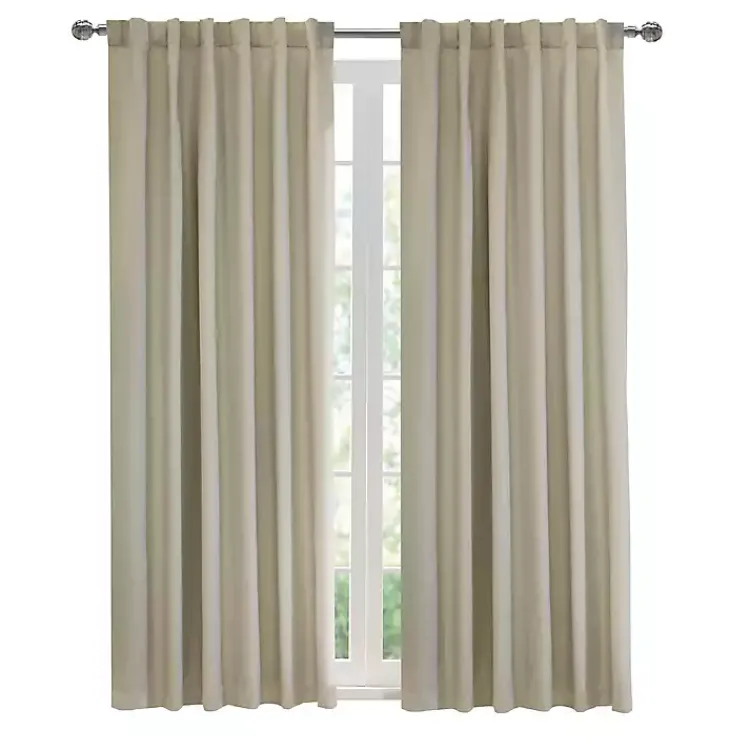 Curtains & Drapes-Kirklands Home Oatmeal Baxter Blackout Curtain Panel, 95 in. Tan