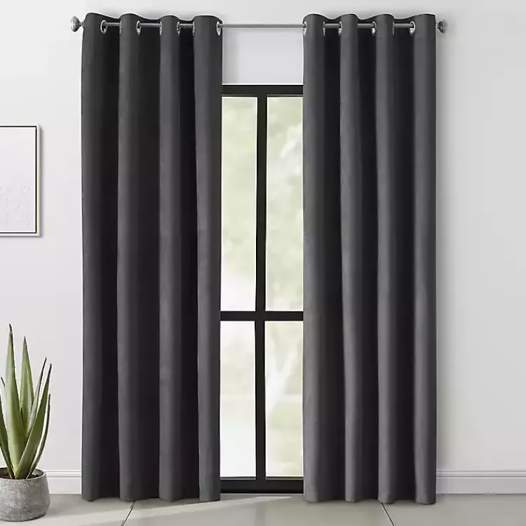 Curtains & Drapes-Kirklands Home Faux Suede out Curtain Panel, 108 in. Black