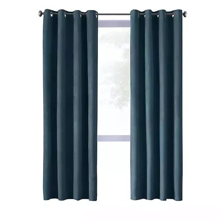 Curtains & Drapes-Kirklands Home Navy Faux Suede Blackout Curtain Panel, 63 in. Blue