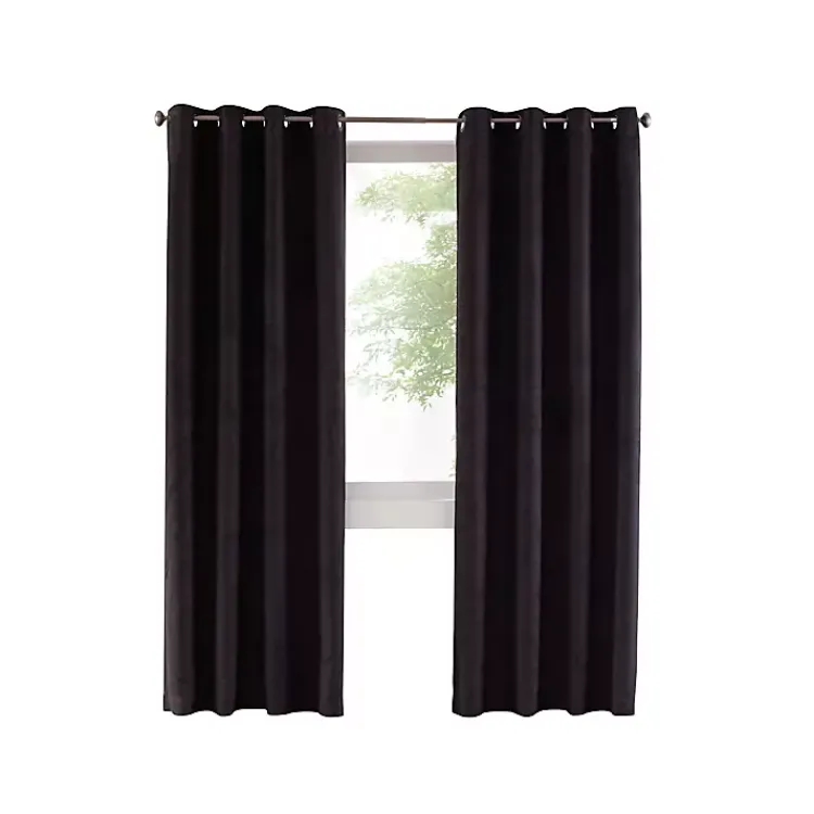 Curtains & Drapes-Kirklands Home Faux Suede out Curtain Panel, 95 in. Black